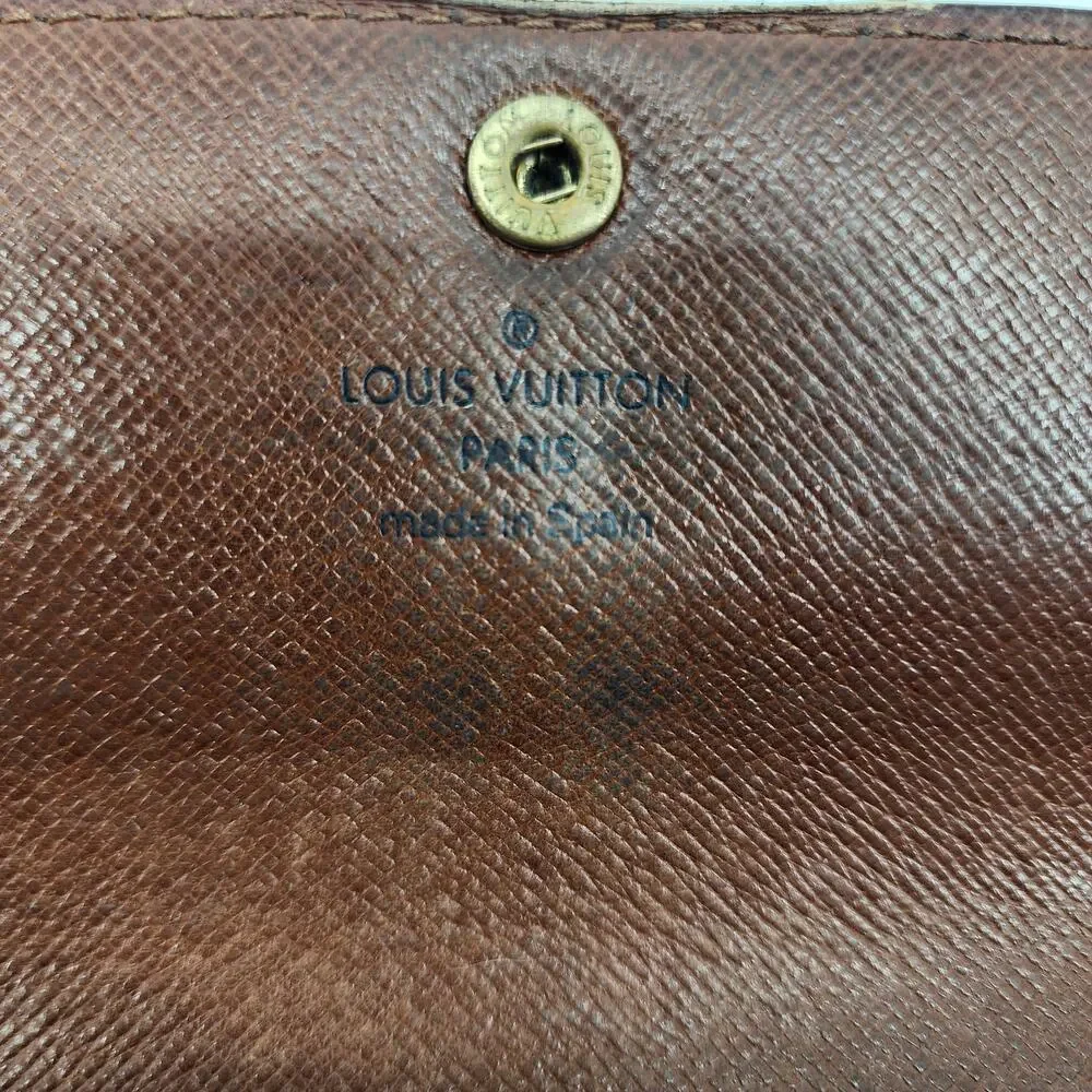 Louis Vuitton Brown Monogram Sarah Leather Long Snap Wallet Interior Zip Pocket